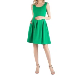 24/7 Comfort Apparel Sleeveless Pleated Dress with Pockets