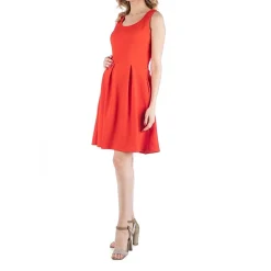 24/7 Comfort Apparel Sleeveless Pleated Dress with Pockets