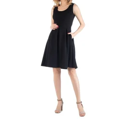 24/7 Comfort Apparel Sleeveless Pleated Dress with Pockets