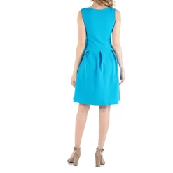 24/7 Comfort Apparel Sleeveless Pleated Dress with Pockets