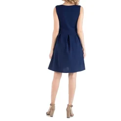 24/7 Comfort Apparel Sleeveless Pleated Dress with Pockets