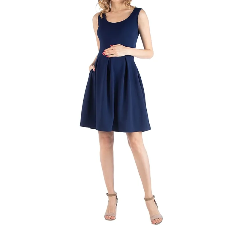 24/7 Comfort Apparel Sleeveless Pleated Dress with Pockets