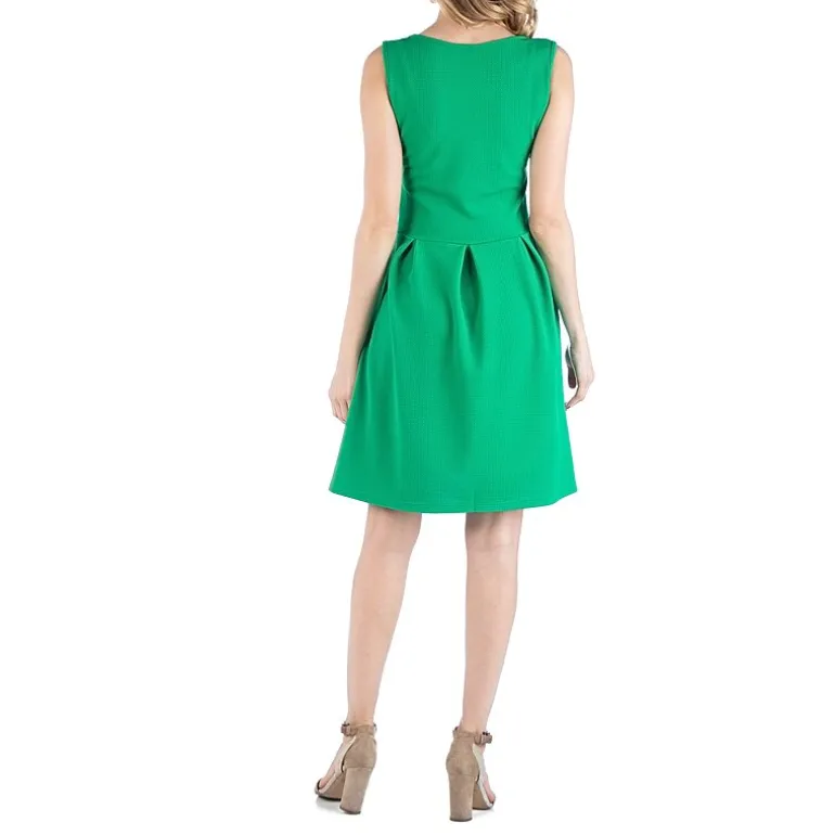 24/7 Comfort Apparel Sleeveless Pleated Dress with Pockets
