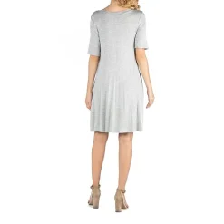 24/7 Comfort Apparel Soft Flare T-Shirt Dress with Pockets