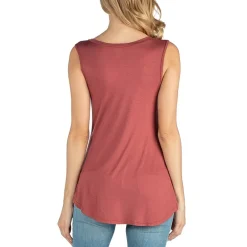 24/7 Comfort Apparel V Neck Round Hemline Tunic Tank Top