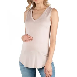 24/7 Comfort Apparel V Neck Round Hemline Tunic Tank Top
