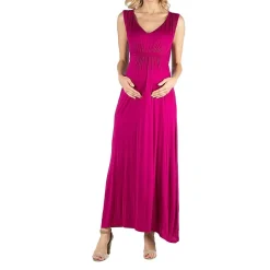 24/7 Comfort Apparel V Neck Sleeveless Maxi Dress with Belt