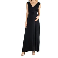 24/7 Comfort Apparel V Neck Sleeveless Maxi Dress with Belt