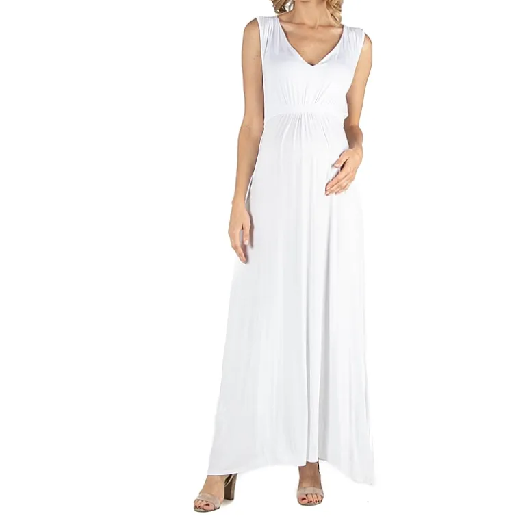 24/7 Comfort Apparel V Neck Sleeveless Maxi Dress with Belt