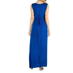 24/7 Comfort Apparel V Neck Sleeveless Maxi Dress with Belt