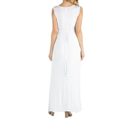 24/7 Comfort Apparel V Neck Sleeveless Maxi Dress with Belt