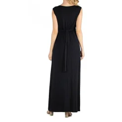 24/7 Comfort Apparel V Neck Sleeveless Maxi Dress with Belt