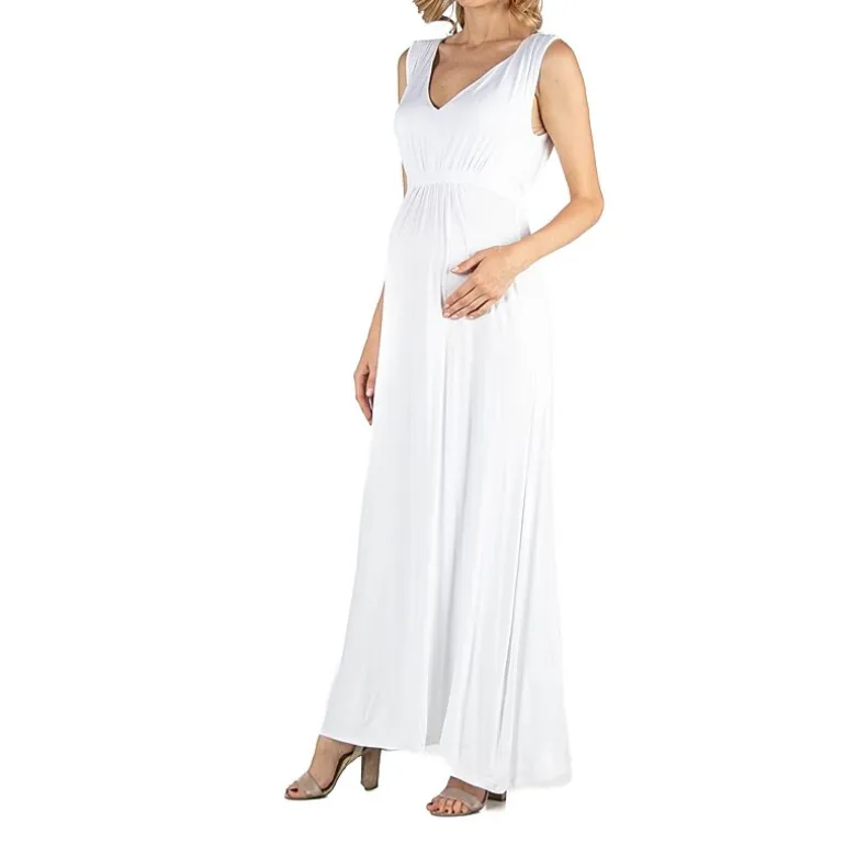 24/7 Comfort Apparel V Neck Sleeveless Maxi Dress with Belt