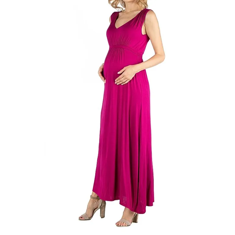 24/7 Comfort Apparel V Neck Sleeveless Maxi Dress with Belt
