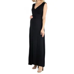 24/7 Comfort Apparel V Neck Sleeveless Maxi Dress with Belt