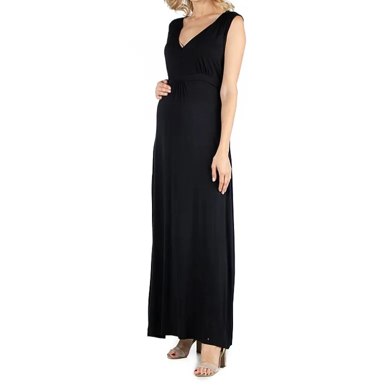 24/7 Comfort Apparel V Neck Sleeveless Maxi Dress with Belt