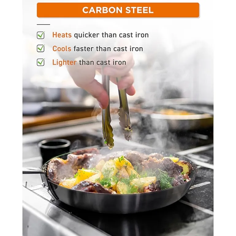 Commercial Chef Carbon 12 Inch Non-Stick Steel Skillet