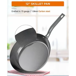 Commercial Chef Carbon 12 Inch Non-Stick Steel Skillet