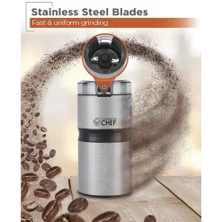 Commercial Chef Electric Coffee/Spice Grinder - Stainless Steel Blades and Transparent Lid