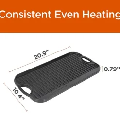 Commercial Chef Reversible Grill Cast Iron Grill Pan