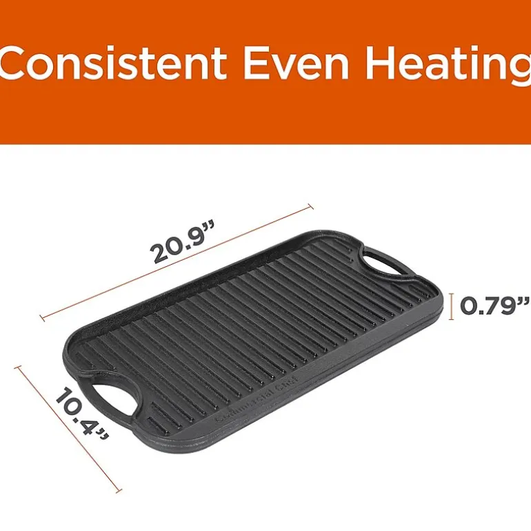 Commercial Chef Reversible Grill Cast Iron Grill Pan