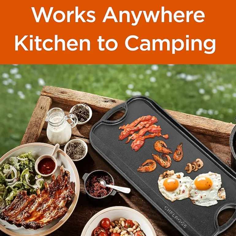 Commercial Chef Reversible Grill Cast Iron Grill Pan