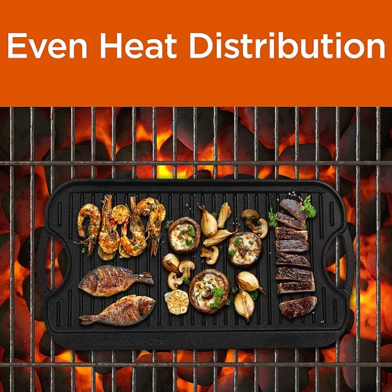 Commercial Chef Reversible Grill Cast Iron Grill Pan