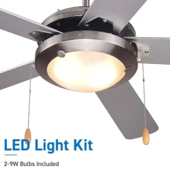 Commercial Cool 52” Modern Ceiling Fan With Lights Cools Up To 350 Sq Ft Featuring 3 Air Flow Speeds With Dual Chain