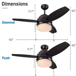 Commercial Cool 42” Modern Ceiling Fan With Lights Cools Up To 175 Sq Ft With Reversible Dual Finish Blades