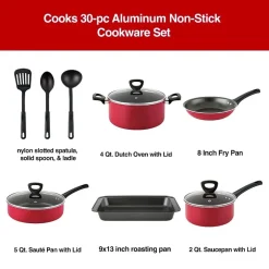 Cooks 30-pc Aluminum Non-Stick Cookware Set