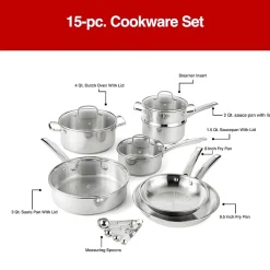 Cooks Stainless Steel 15-pc. Cookware Set