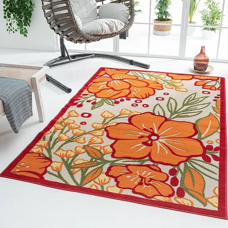 Corazon Tropical Hibiscus Indoor Outdoor Rectangular Area Rug