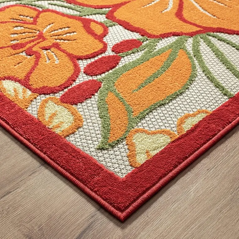 Corazon Tropical Hibiscus Indoor Outdoor Rectangular Area Rug