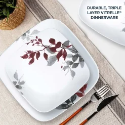 Corelle Kyoto Leaves 16-pc. Glass Dinnerware Set