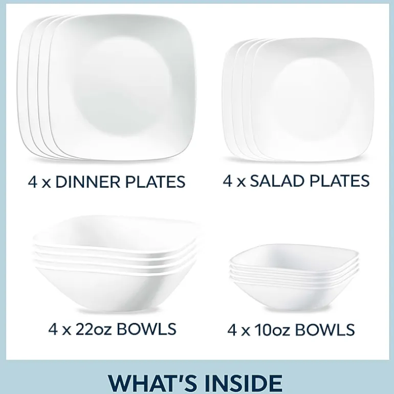 Corelle Vivid White 16-pc. Glass Dinnerware Set