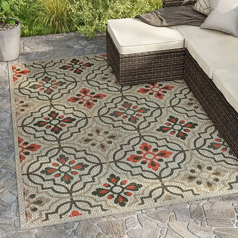 Covington Home Long Island Floral Lattice 39" X 60" Indoor Outdoor Rectangular Accent Rug
