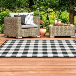 Covington Home Martinique Gingham Plaid Indoor Outdoor Rectangular Accent Rug
