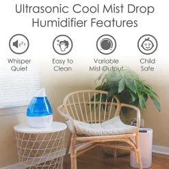 Crane Drop 1 Gallon Ultrasonic Cool Mist Humidifier - Blue/White