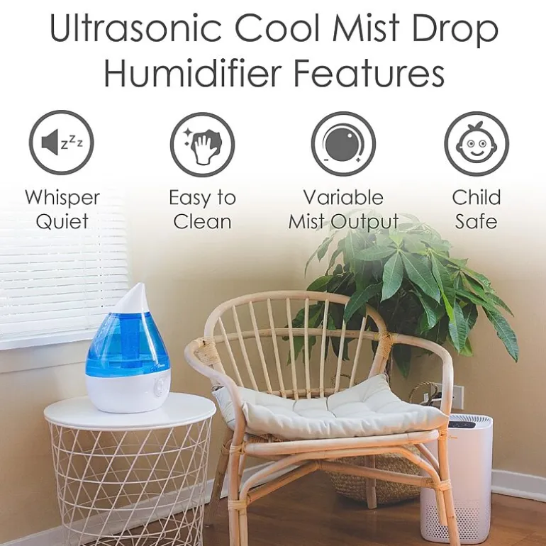 Crane Drop 1 Gallon Ultrasonic Cool Mist Humidifier - Blue/White
