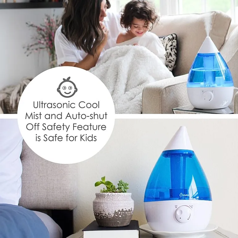 Crane Drop 1 Gallon Ultrasonic Cool Mist Humidifier - Blue/White