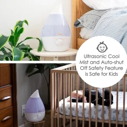 Crane Drop 1 Gallon Ultrasonic Cool Mist Humidifier - White