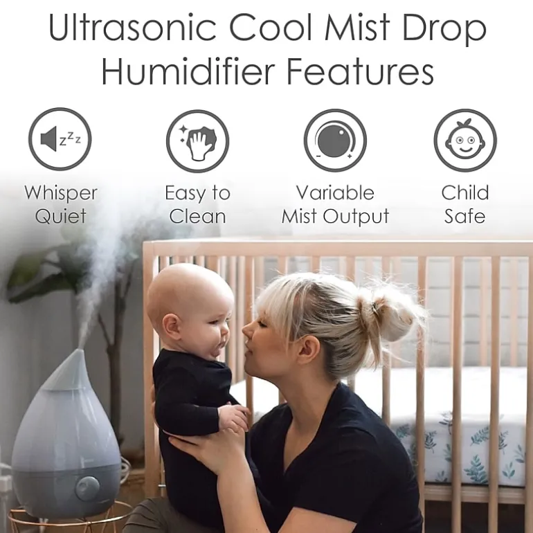 Crane Drop 1 Gallon Ultrasonic Cool Mist Humidifier - Grey