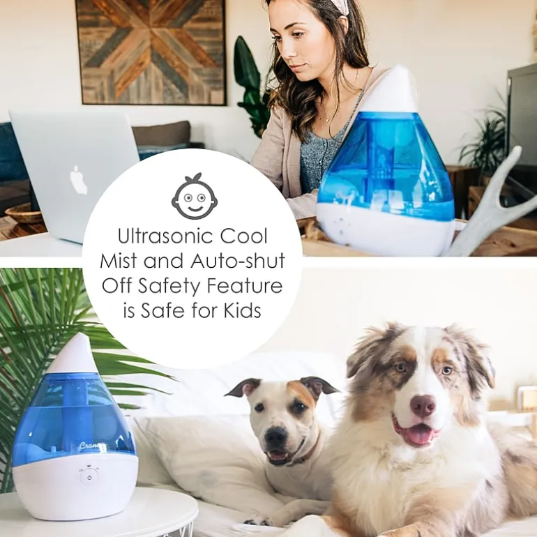 Crane Droplet 0.5 Gallon Ultrasonic Cool Mist Humidifier - Blue/White