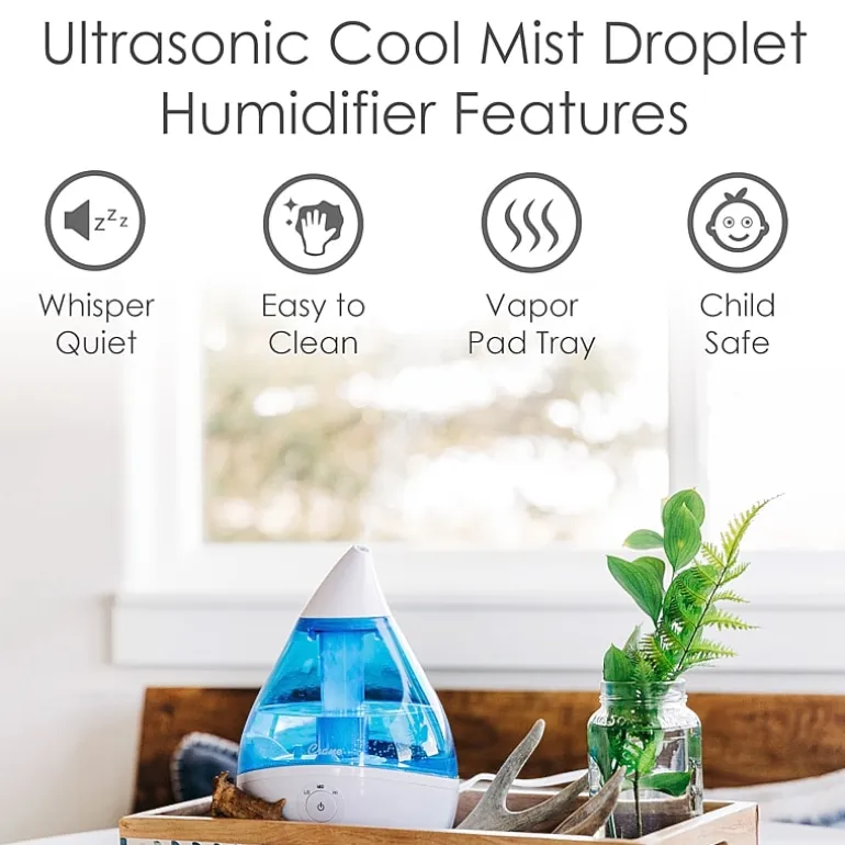 Crane Droplet 0.5 Gallon Ultrasonic Cool Mist Humidifier - Blue/White
