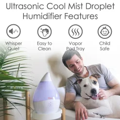 Crane Droplet 0.5 Gallon Ultrasonic Cool Mist Humidifier - White