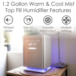 Crane 1.2 Gallon Ultrasonic Warm & Cool Mist Humidifier w/ Remote