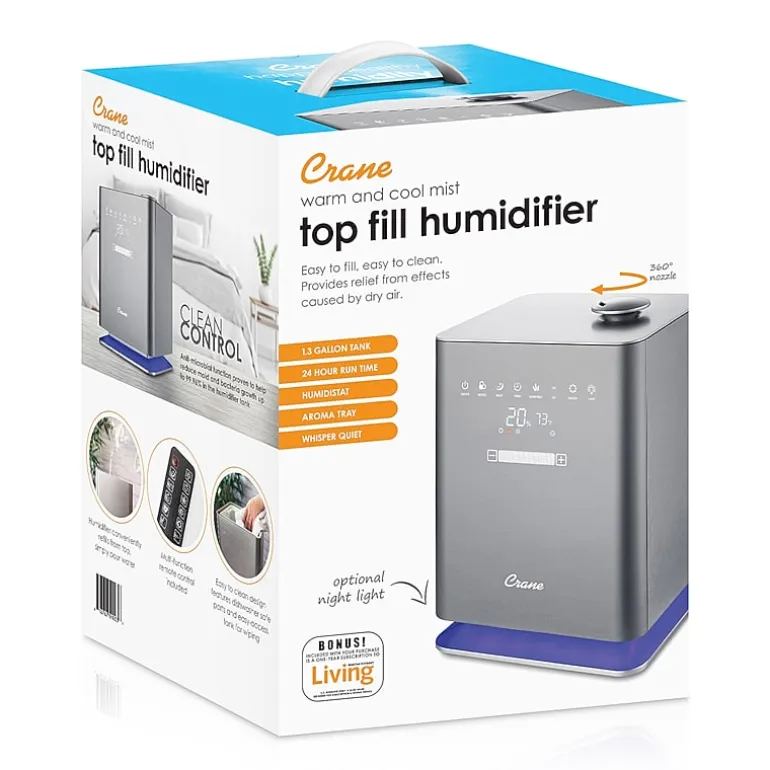 Crane 1.2 Gallon Ultrasonic Warm & Cool Mist Humidifier w/ Remote