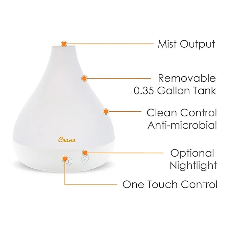 Crane 2-In-1 Personal 0.35 Gallon Ultrasonic Cool Mist Humidifier & Aroma Diffuser
