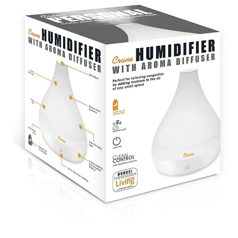 Crane 2-In-1 Personal 0.35 Gallon Ultrasonic Cool Mist Humidifier & Aroma Diffuser
