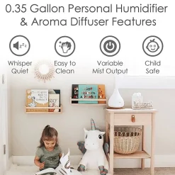 Crane 2-In-1 Personal 0.35 Gallon Ultrasonic Cool Mist Humidifier & Aroma Diffuser